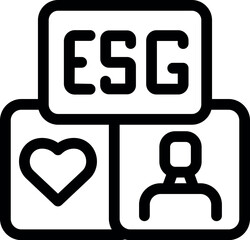 Esg concept icon representing environmental, social, and governance factors using a heart and a businessman