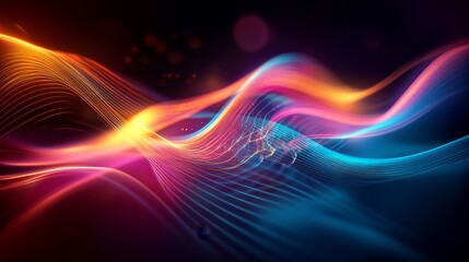 Naklejka premium Abstract Digital Waves A Symphony of Light and Color, abstract, digital art, futuristic, neon