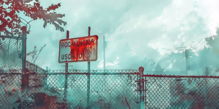 The Usurped Signage: A stolen company sign hanging askew on a fence