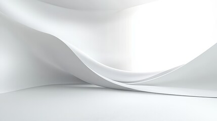 Obraz premium Abstract White Curved Walls, 3D Render, Minimalist Interior Design, White Background, Architectural Design, Modern Architecture, White Wall