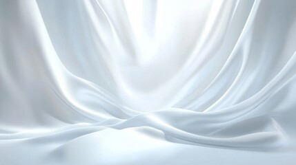 Obraz premium Abstract White Fabric Drapes, 3D Render, Light, Flowing, Texture, background, texture