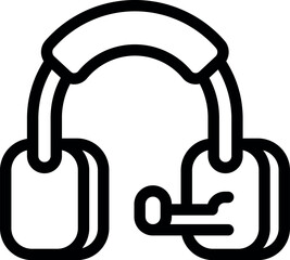 Simple icon of a headset with a microphone, perfect for representing gaming or customer service