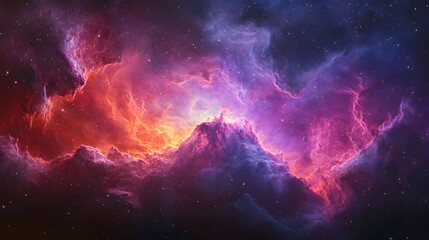Fototapeta premium Dramatic Cosmic Storm in Surreal Galactic Landscape with Vibrant Nebula Clouds