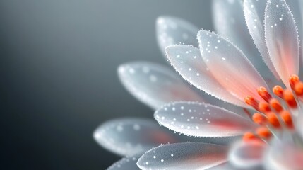 Fototapeta premium Dew-Kissed Petals A Close-Up of a Flower's Intricate Structure, Macro, Floral, Botany, Nature
