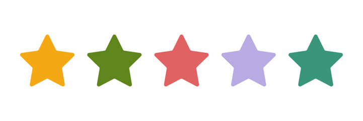 Star set vector illustration with groovy color. Five stars