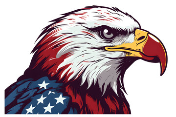 vintage style illustrated bald headed eagle, bald headed eagle illustration