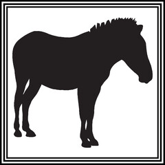 Cute zebra silhouette, vector illustration.
