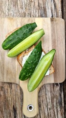 cucumber vegetables on a wooden board