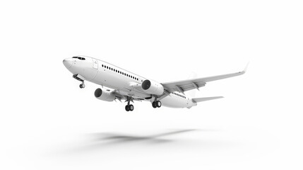 white commercial airplane isolated on white