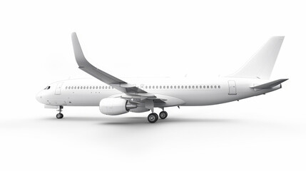 white commercial airplane isolated on white