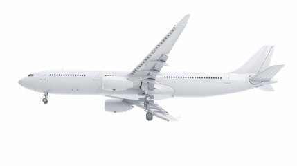 white commercial airplane isolated on white