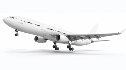 Obraz premium white commercial airplane isolated on white