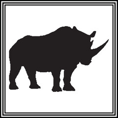 Wildlife animal Rhino silhouette.