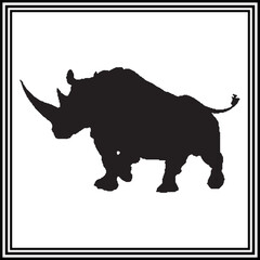 Rhinoceros silhouette vector , wildlife animal illustration.