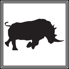 WRhinoceros silhouette vector , wildlife animal illustration.