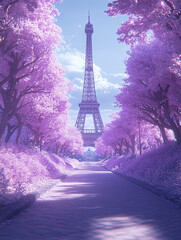 purple Eiffel Tower