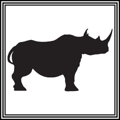 Rhino silhouette vector , wildlife animal illustration.