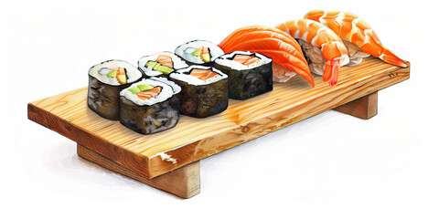Handcrafted Japanese Wooden Sushi Serving Board.
