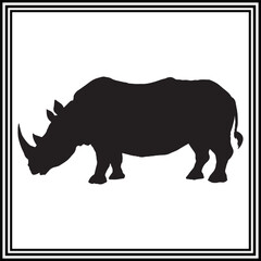 Rhino silhouette vector , wildlife animal illustration.