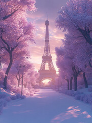 purple Eiffel Tower
