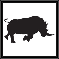 Rhinoceros silhouette vector , wildlife animal illustration.