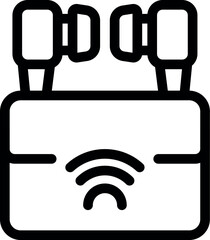 Simple vector showing two wireless earbuds connecting to their charging case