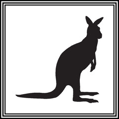 Cute Kangaroo silhouette , wildlife animal illustration.