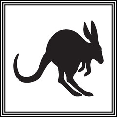 Kangaroo silhouette vector , wildlife animal illustration.