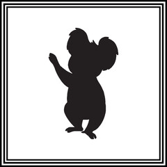 Cute Koala silhouette, wildlife animal illustration