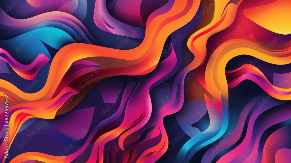 Poster Create a vibrant and dynamic vector background with a colorful palette of swirling abstract shapes. The design should be visually captivating, 