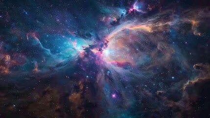 Fototapeta premium Create a vivid galaxy scene with a dynamic mix of swirling nebulae, glowing stars, and distant galaxies.