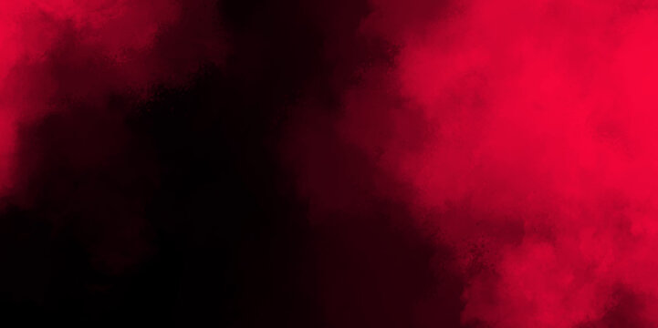 Abstract smoke exploding cumulus clouds. Watercolor red grunge background painting. Watercolor old deep maroon color backdrop. Black red abstract background with copy space for design.