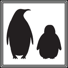 Baby penguin with mom  vector illustration