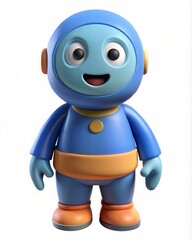 Fototapeta premium Cute Cartoon Mascot: A Cute, Playful Blue Character in Adorable Plastic Style for Engaging Brand Representation