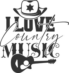 I Love Country Music - Country Music Illustration