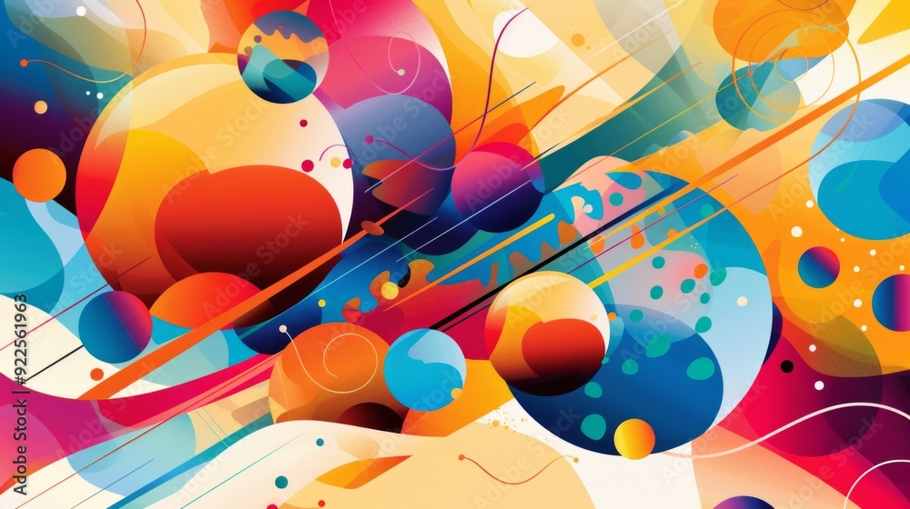 Poster design a vector background filled with bright, cheerful colors and playful abstract forms. utilize a
