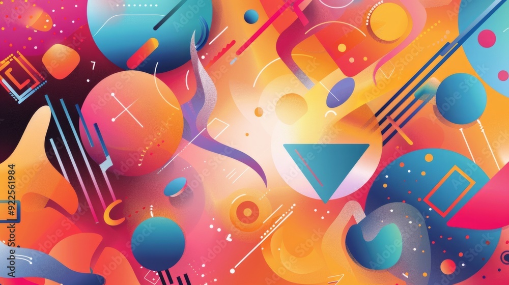 Poster design a vector background filled with bright, cheerful colors and playful abstract forms. utilize a