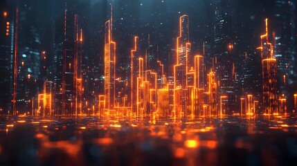 Fototapeta premium Futuristic Cityscape with Neon Lights.