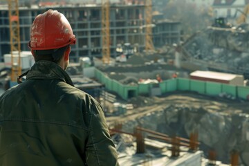 Civil engineer looking at a construction site