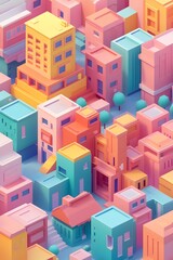 Colorful 3D Illustration of a Cityscape