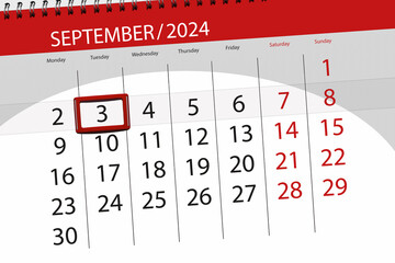 Calendar 2024, deadline, day, month, page, organizer, date, September, tuesday, number 3