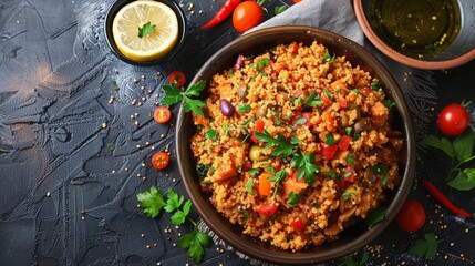 Delicious Couscous Salad with Vegetables and Olives