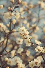 White Flowers Blooming on a Tree Branch in Spring