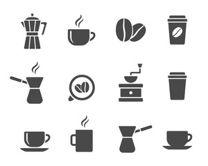 Coffee shop icons. Flat illustration. White background. 