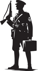 Black silhouette of a Soldier warrior isolated on a white background vector illustration