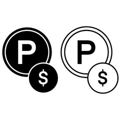 paid parking icon, private car park, flat symbol - editable stroke vector illustration