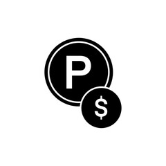 paid parking icon, private car park, flat symbol - editable stroke vector illustration