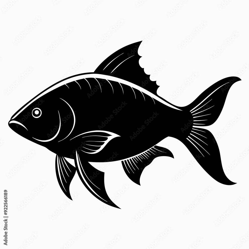 Wall mural Carp Black silhouette