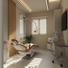 Modern clinic interior with comfortable chairs