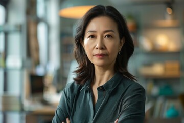 Obraz premium Portrait of a middle aged woman in startup company office